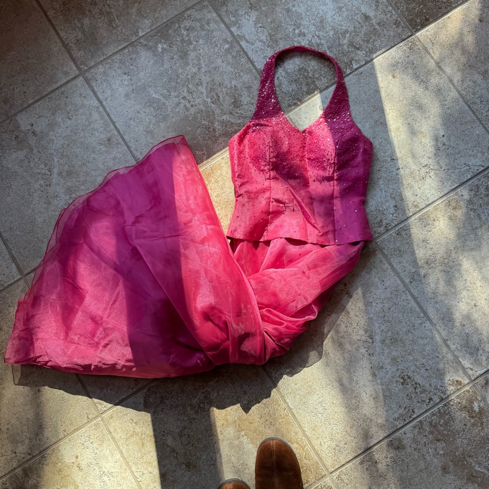 Pink Sequin Halter Dress